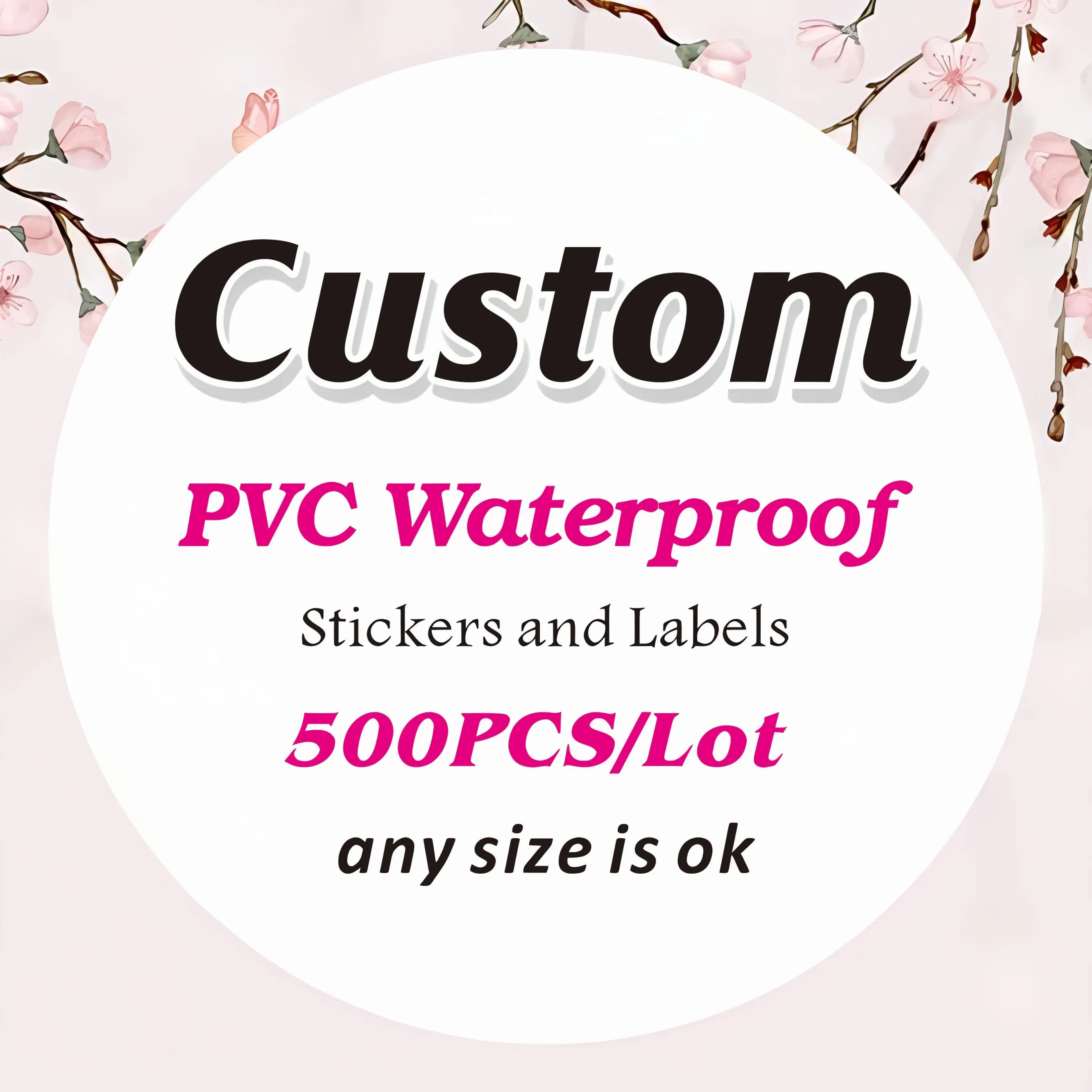 

500PCS PVC Waterproof Custom Stickers and Personalized Your Own Logo Sticker Customized Logo Wedding Birthday Gift Box Stickers