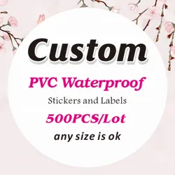 500PCS PVC Waterproof Custom Stickers and Personalized Your Own Logo Sticker Customized Logo Wedding Birthday Gift Box Stickers