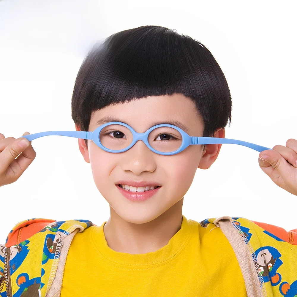 SECG krótkowzroczność optyczne okrągłe okulary dla dzieci ramka solidna TR90 gumowa dioptria przezroczyste okulary dla dzieci elastyczne miękkie okulary — zdjęcie 2
