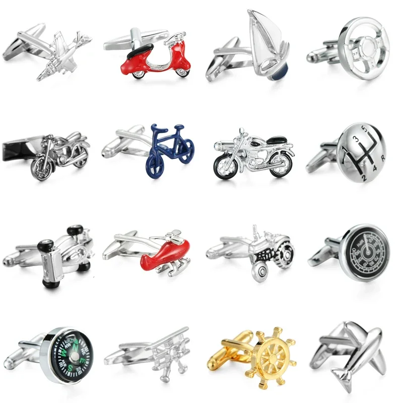 AliExpress XKZM auspicious Brass high quality electroplated aircraft racing boat Motorcycle Bicycle style Cufflinks fashion