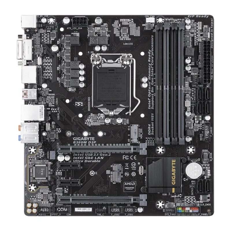 Imagem -02 - Placa-mãe Gigabyte-b360m D3p M-atx Intel B360 Lga1151 Ddr4 Sata3 M.2 Dvi-i dp