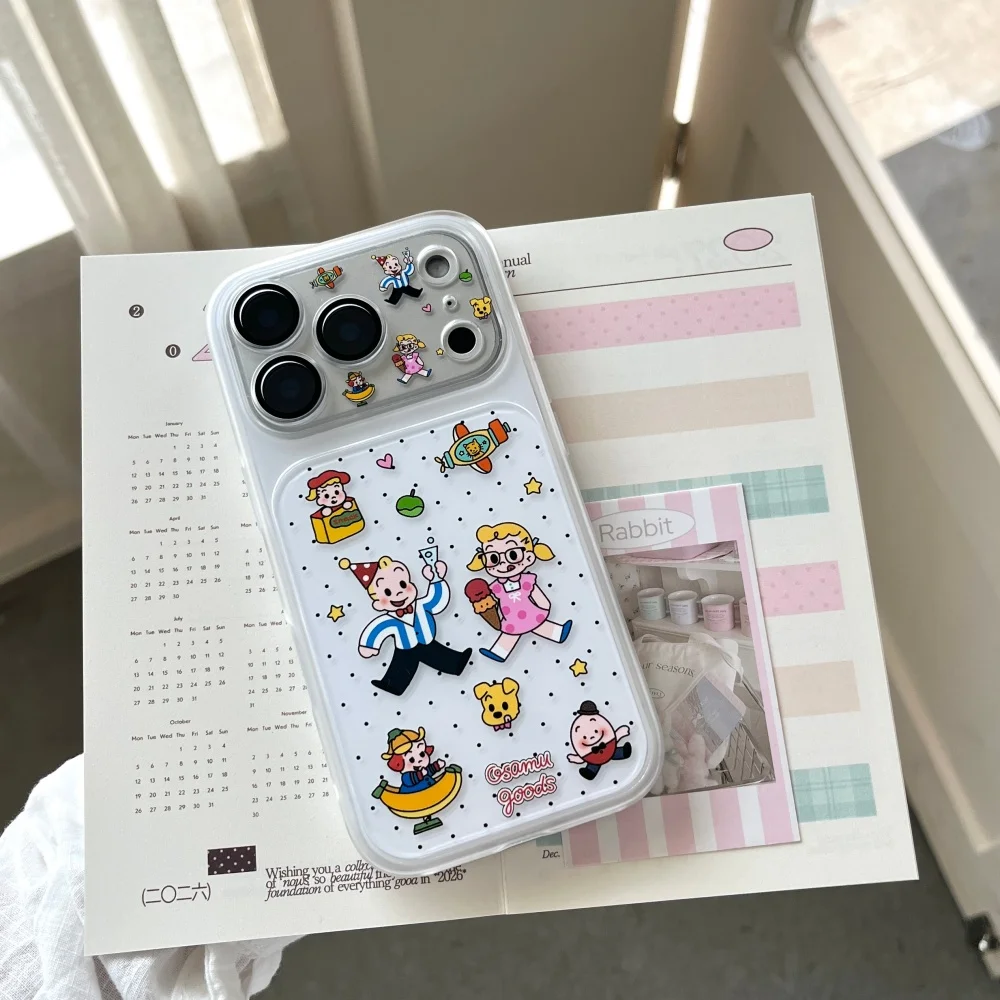 New Cute Creative Cartoon Dot Phone Case For iPhone 17 Pro Max 16 Max 17 16 15 Pro Character Pattern Shockproof Protective Case