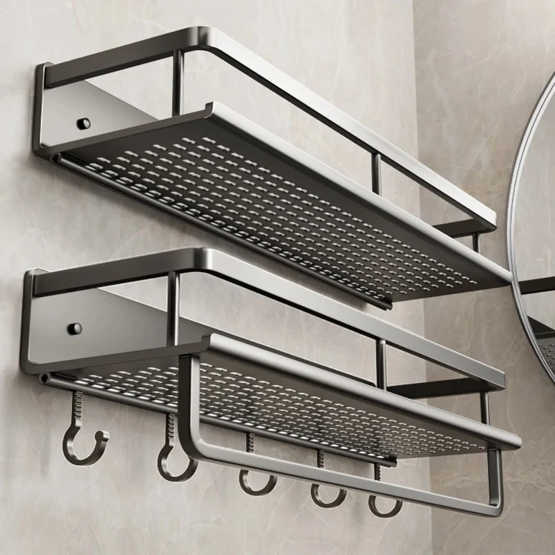 półka łazienkowa półka łazienkowa przestrzeń toaletowa aluminiowy wieszak wiszący organizer łazienkowy powiesić na ścianie — zdjęcie 2