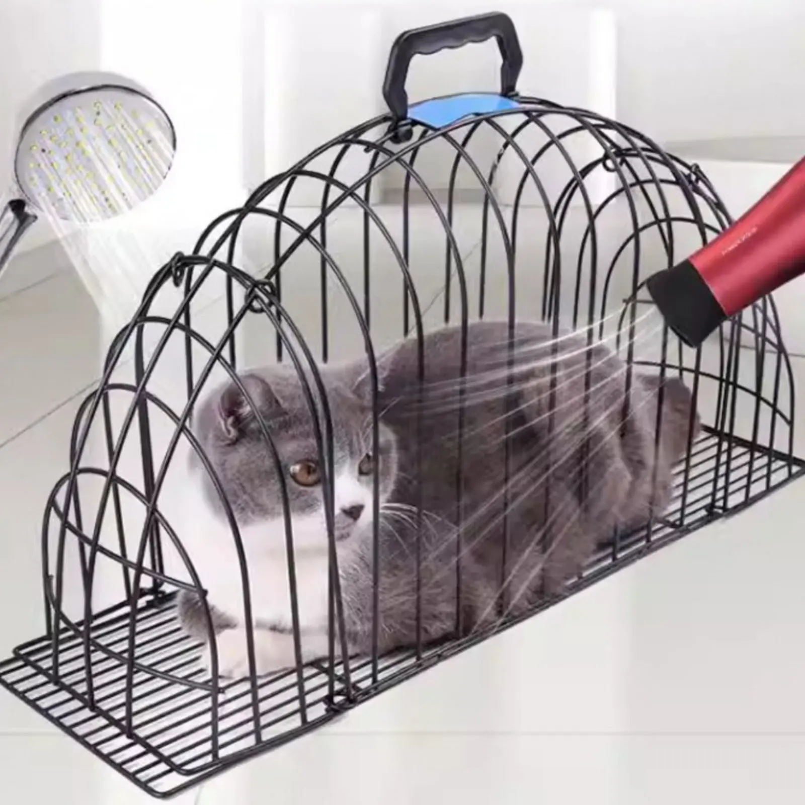 Cat Bathing Cage Portable Cat Washing Cage for Cleaning Multi-Functional Pet Restraint for Veterinarians, Animal Doctor Visits