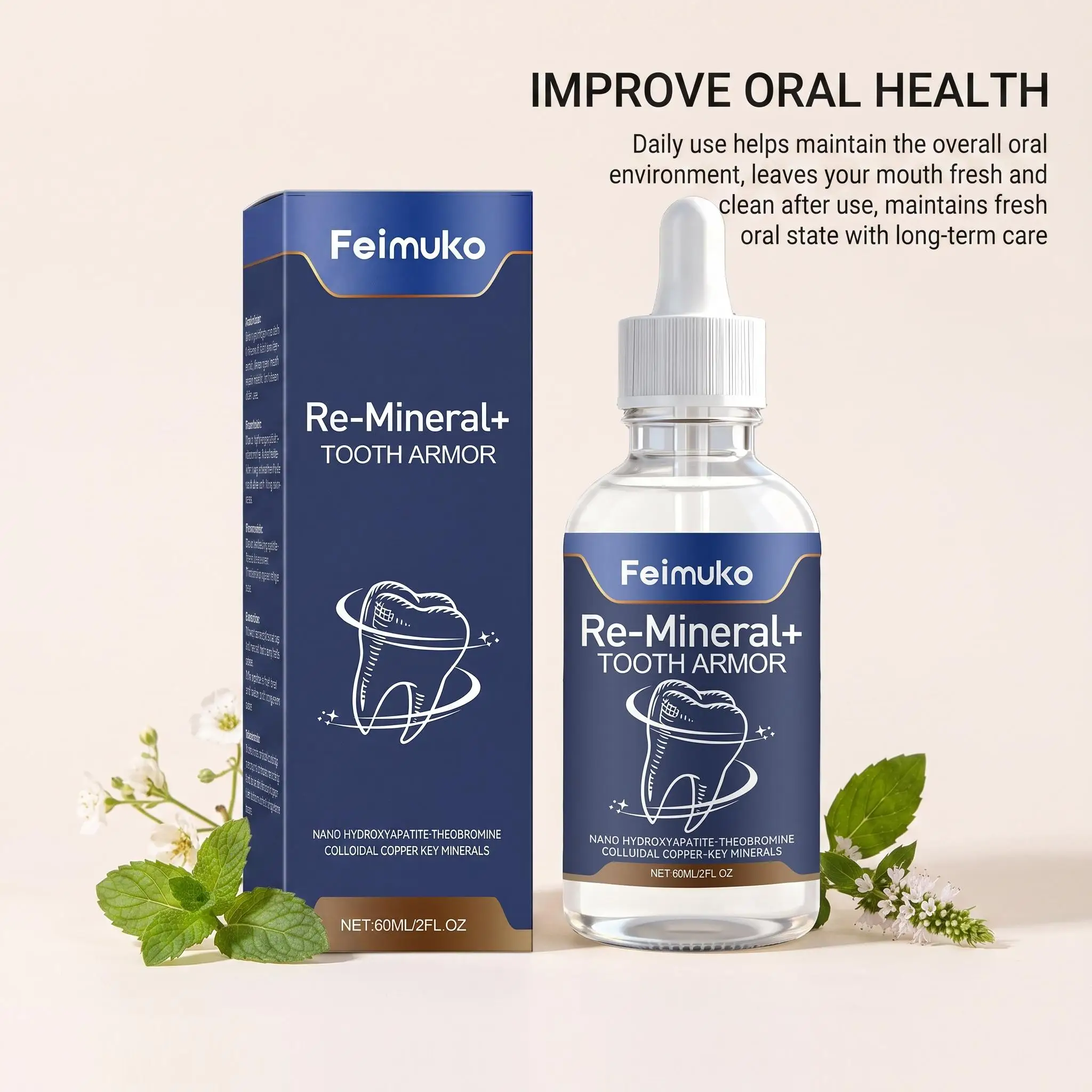 Re-Mineral Tooth Care Serum Hydroxyapatite Enamel Safe Strengthen Teeth Prevent Cavities Soothing Gum Gentle Brightening Fresh Breath Dental Care Essence