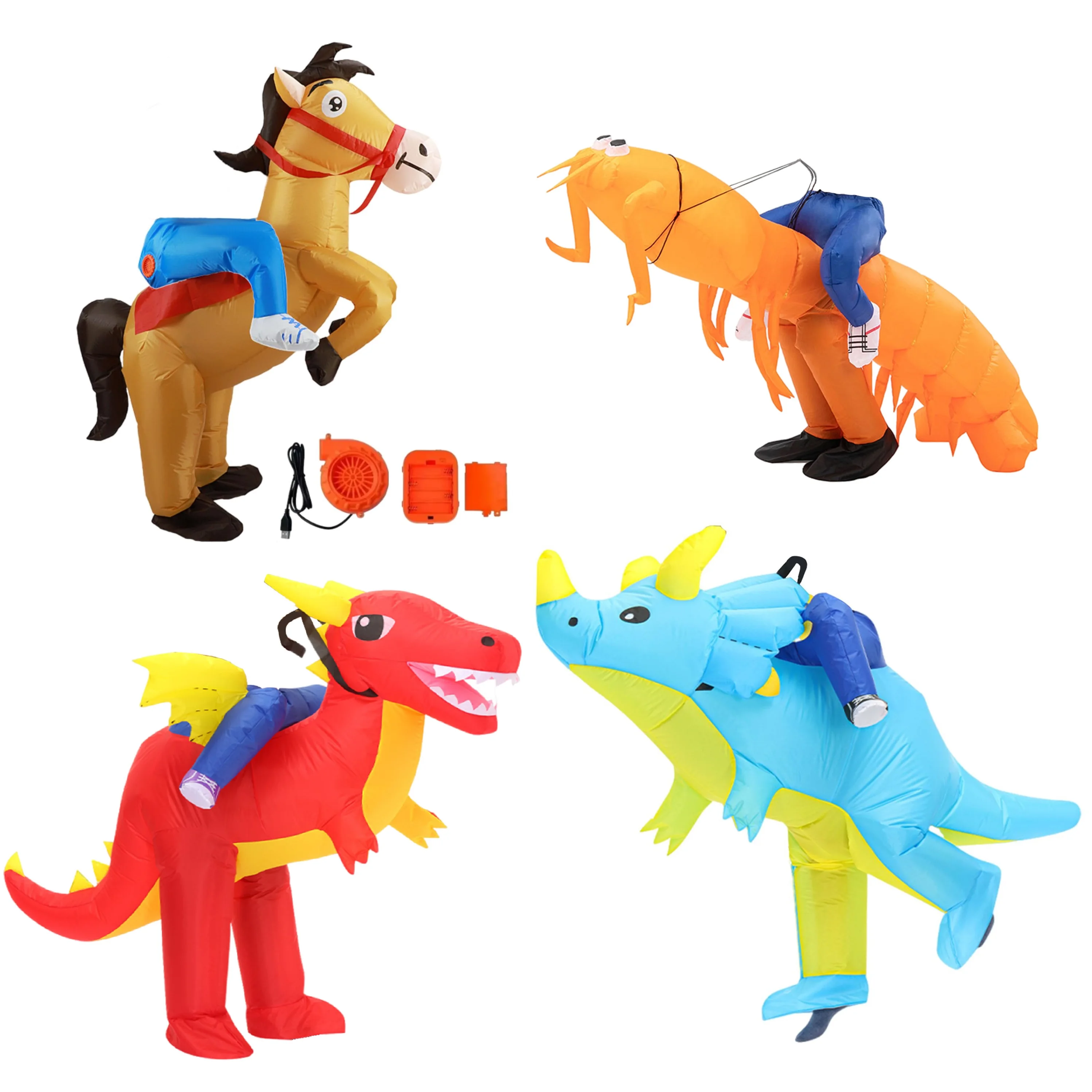 Disfraz de caballo inflable, disfraz de Halloween, Cosplay, paseo en Triceratops, traje inflable para actuación de Festival, Carnaval