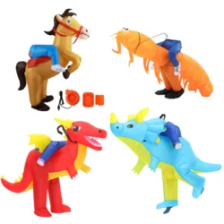 Inflatable Horse Costume Halloween Costume Cosplay Ride on Triceratops Blow up Outfit for Festival Performance Carnival
