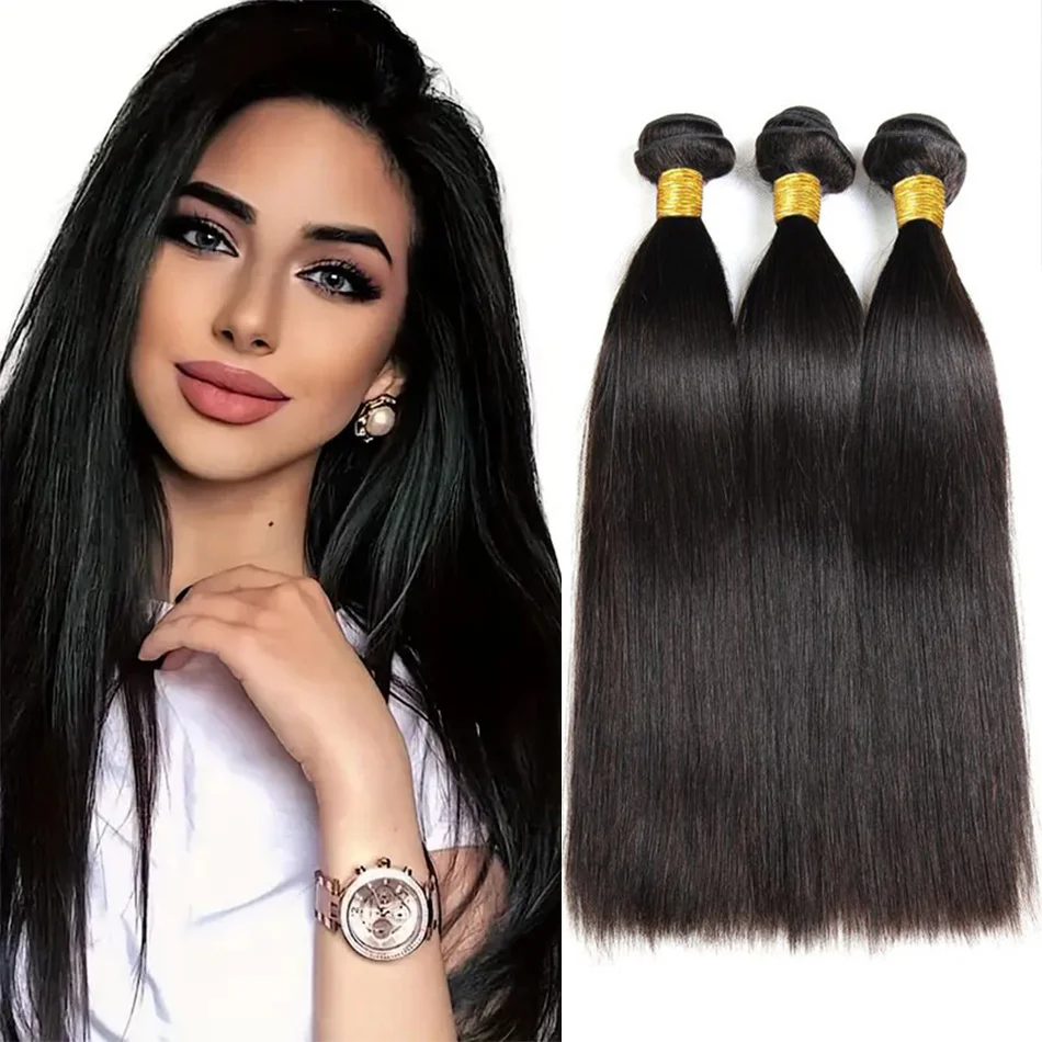 Straight Hair Bundles Hair Pure Brazilian hair Human Hair Ream Hair 8-32 Inch Human Hair 100% Human Hair Quality For Woman