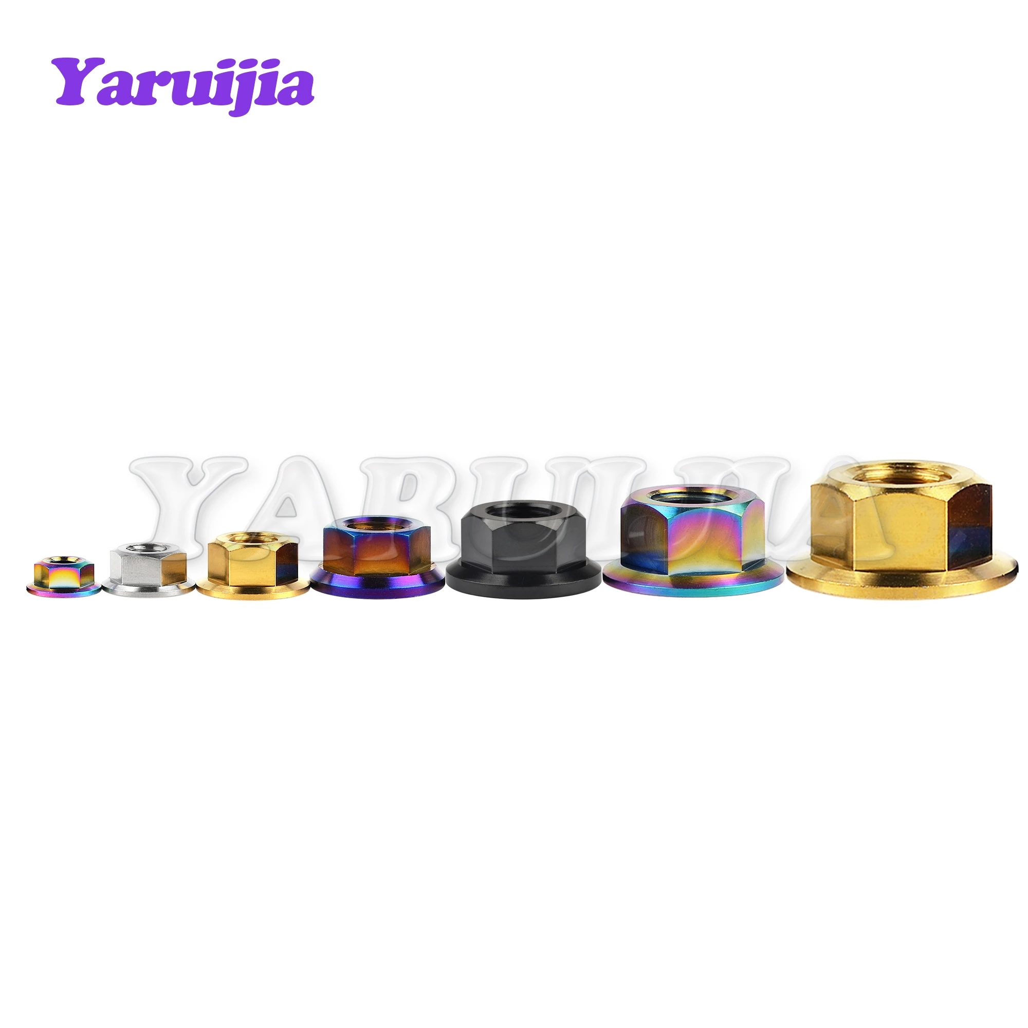 Yaruijia-Parafuso de titânio para motocicleta, porca flange, M5, M6, M8, M10, M12, M14, M16, bicicleta