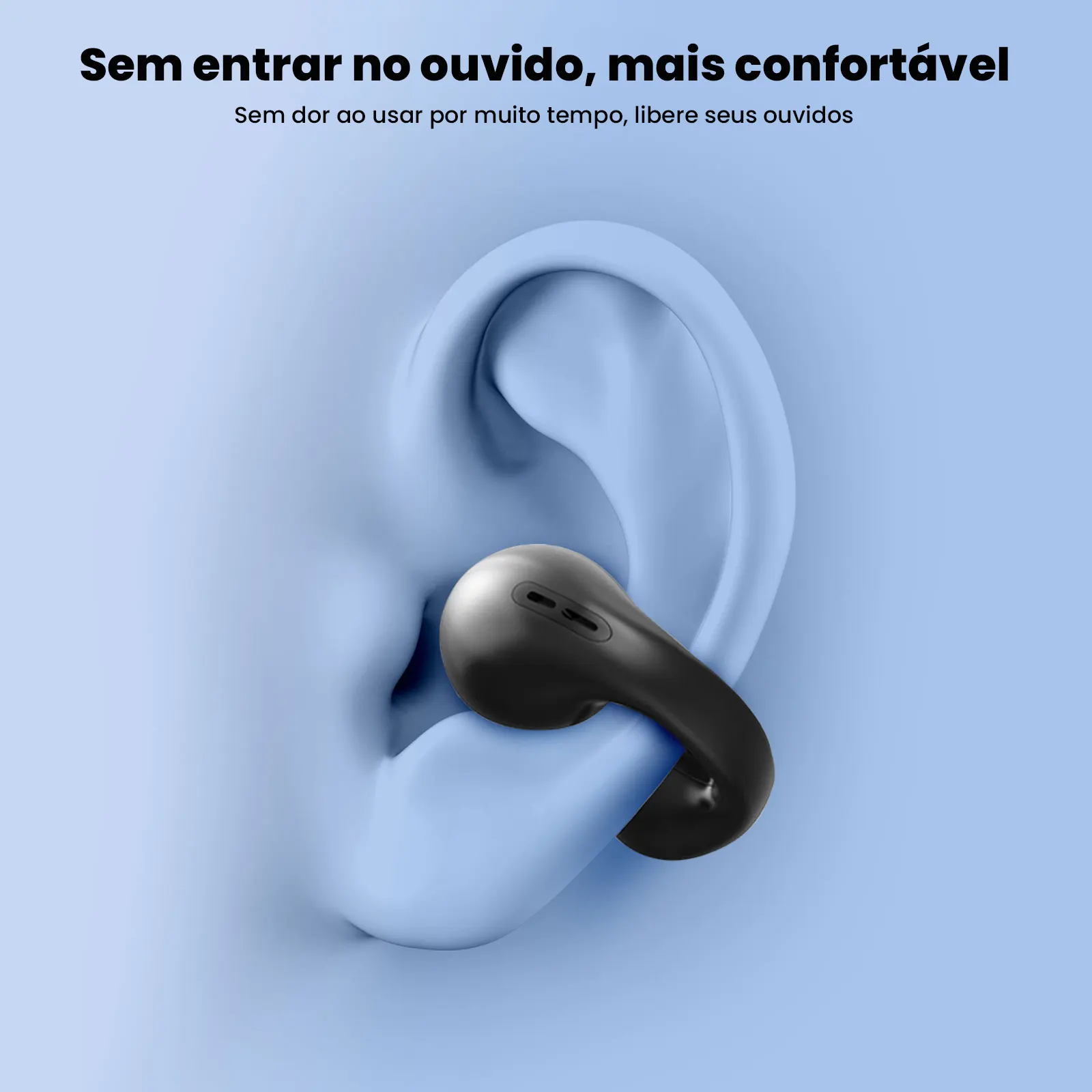 Fone de Ouvido Esportivo Sem Fio Design Earcuffs Confortável à Prova dÁgua e Suor para Atividades Intensas