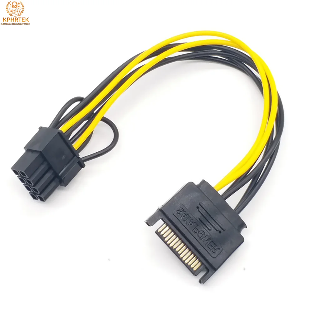 SATA 15pin to 8pin graphics card power cable (6P+2P adapter) (Computer graphics card power cable 15P to 8P)