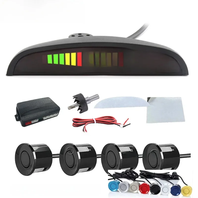 FirstSafe Factory Car LED Parking Sensor Kit 4Sensors 22mm Backlight Display Reverse Radar Kit Monitor System 12V 13Colors — 2