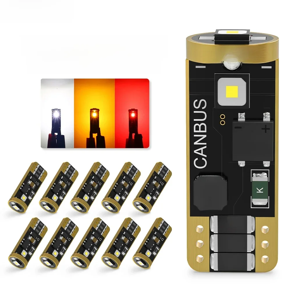 10PCS T10 W5W Led 3838 3smd Bulbs Canbus No Error High Power Signal Lamp Auto Width Reading Lamp Interior Dome Lights White 12V