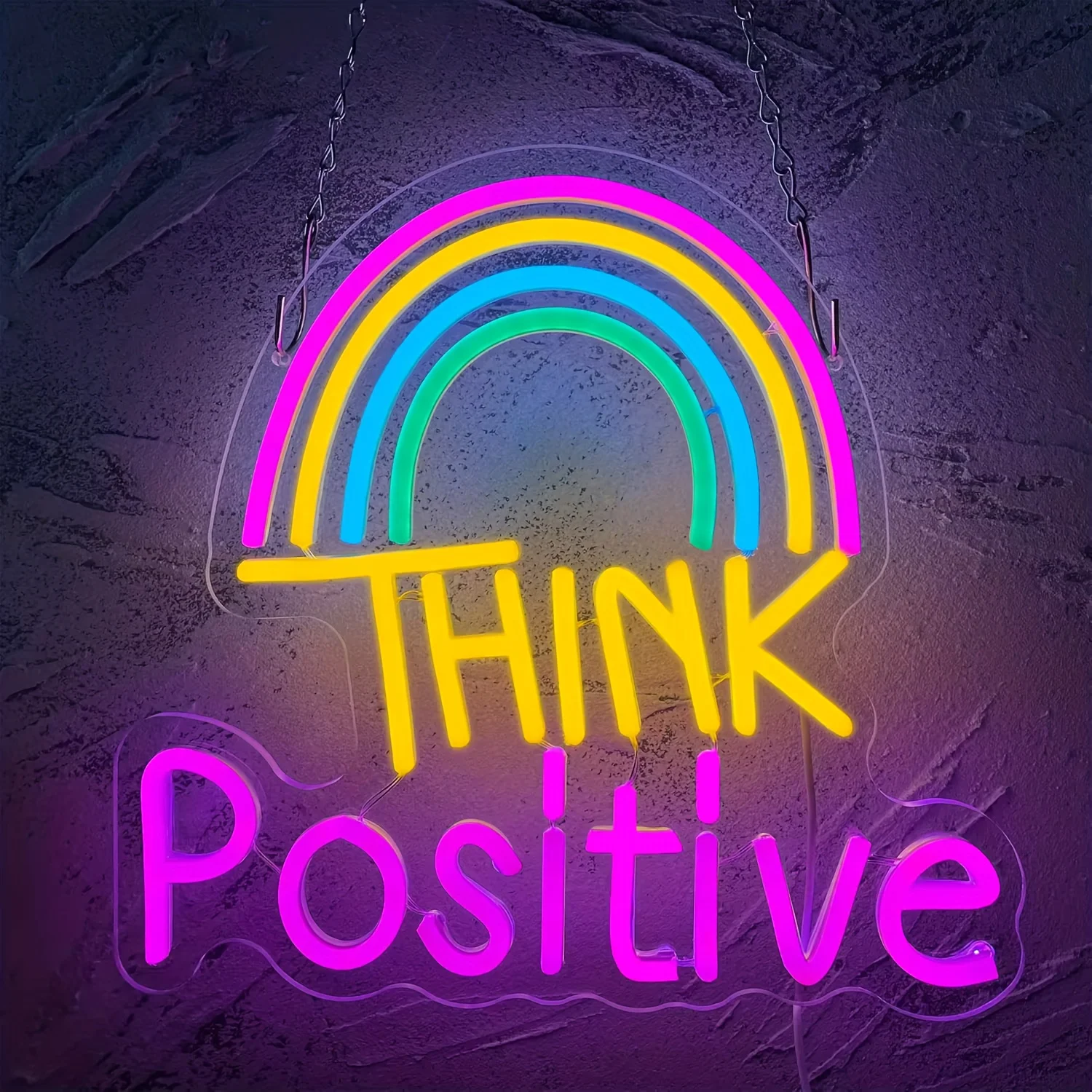 

Think Positive Неоновая вывеска USB Радуга Светодиодный неоновый декор для спальни Неоновый настенный декор Арт Человек Пещера Бар Свадьба Подарок на день рождения Украшение вечеринки