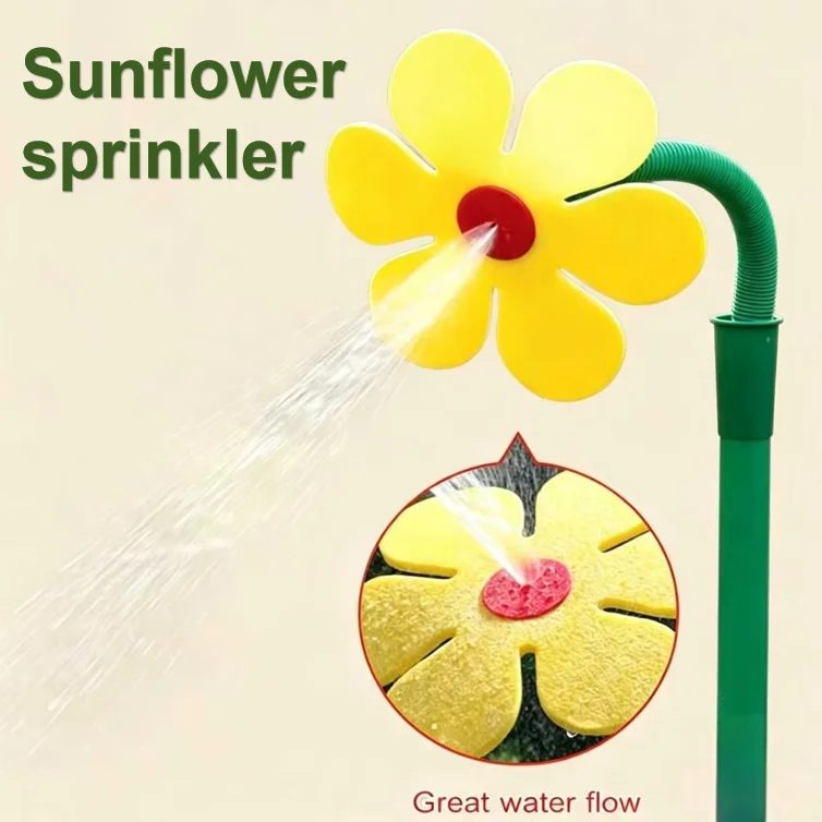 Fun Sunflower Water Sprayer - 360-Degree Rotation, Creative Design, Easy to Operate, Suitable for Lawns and Gardens, It Is a Safe Water Toy for Children or Pets.
