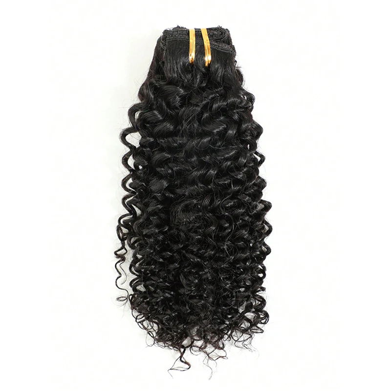 Kinky Curly Clip Ins Human Hair Extensions Natural Color 120g 8Pcs/Set 100% Human Hair Clip Extensions Full Head for Women