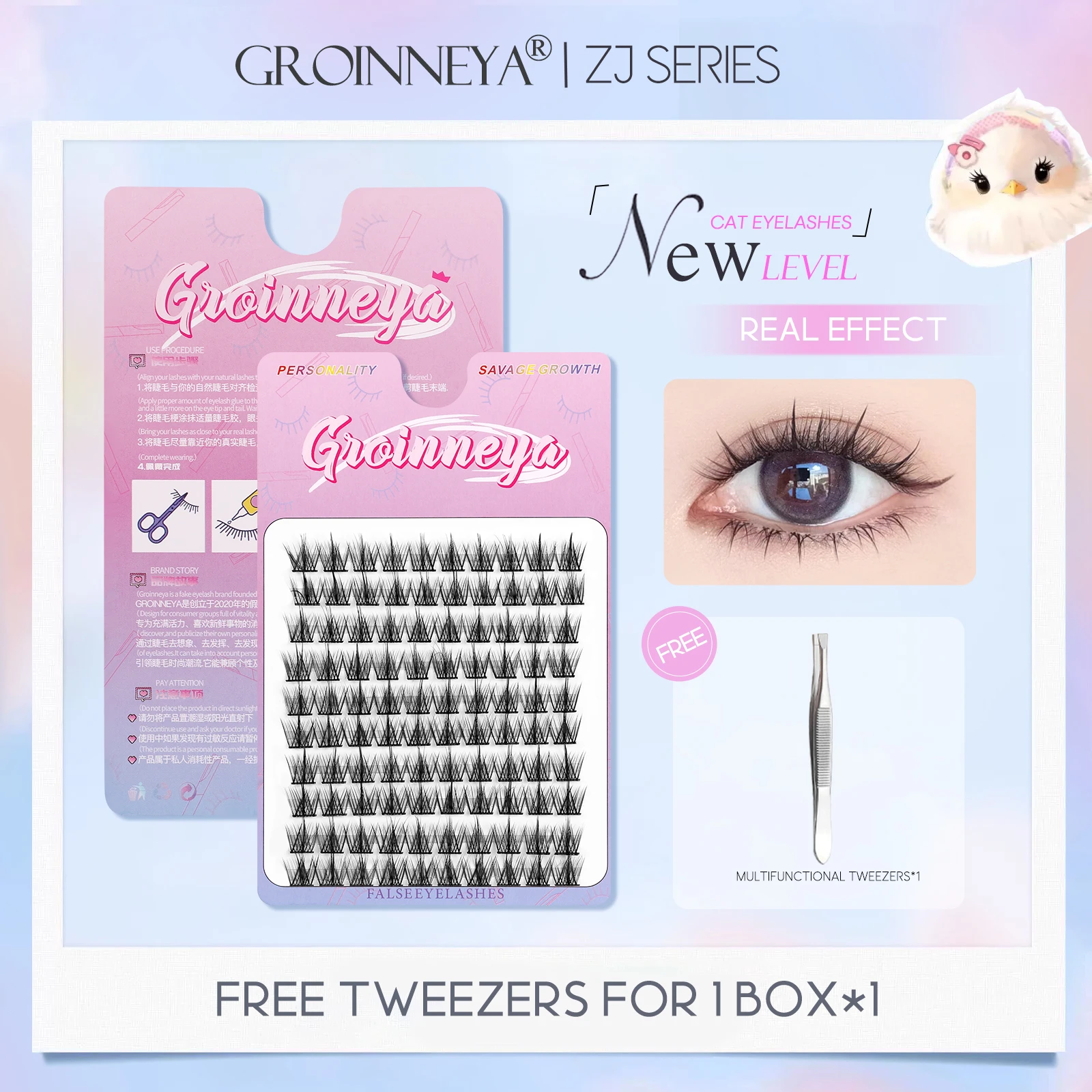 GROINNEYA DIY zestaw klastrów rzęs naturalne rzęsy Manga indywidualne przedłużanie rzęs miękkie delikatne naturalne długie rzęsy kręcone makijaż