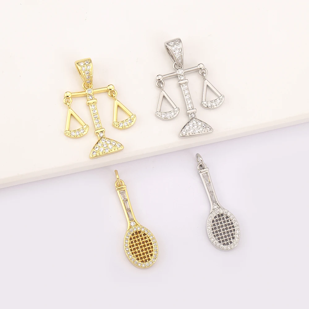 Luxury Balance Scale Charms Pendant Tennis Racket for Jewelry Making Handmade Necklace Diy Jewelry Findings Supplies for Women