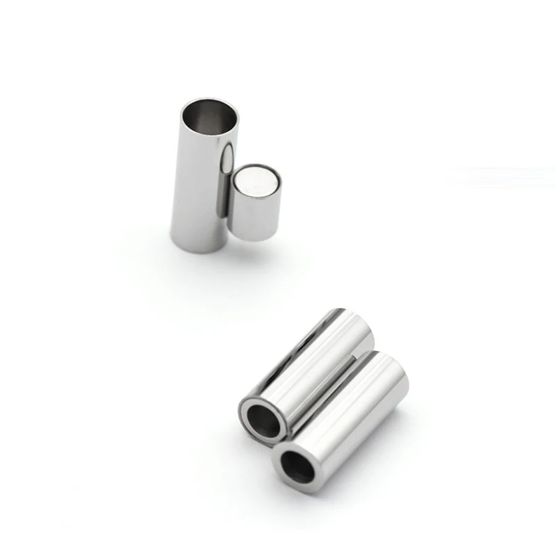 10pcs 5mm Original Color Stainless Steel Magnetic Clasps Bracelet Buckle Components Cylinder Fastener Jewelry Making Accessories