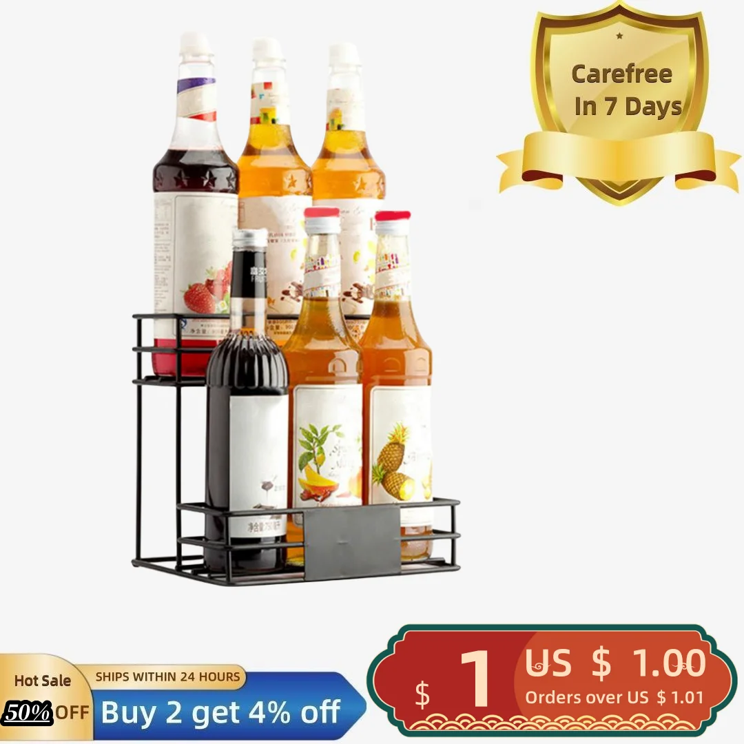 Seasoning Seasoning Rack 2 Tier Coffee Syrup Stand Shelf Versatile Kitchen Organizer for Syrup Wine Dressing Bottles