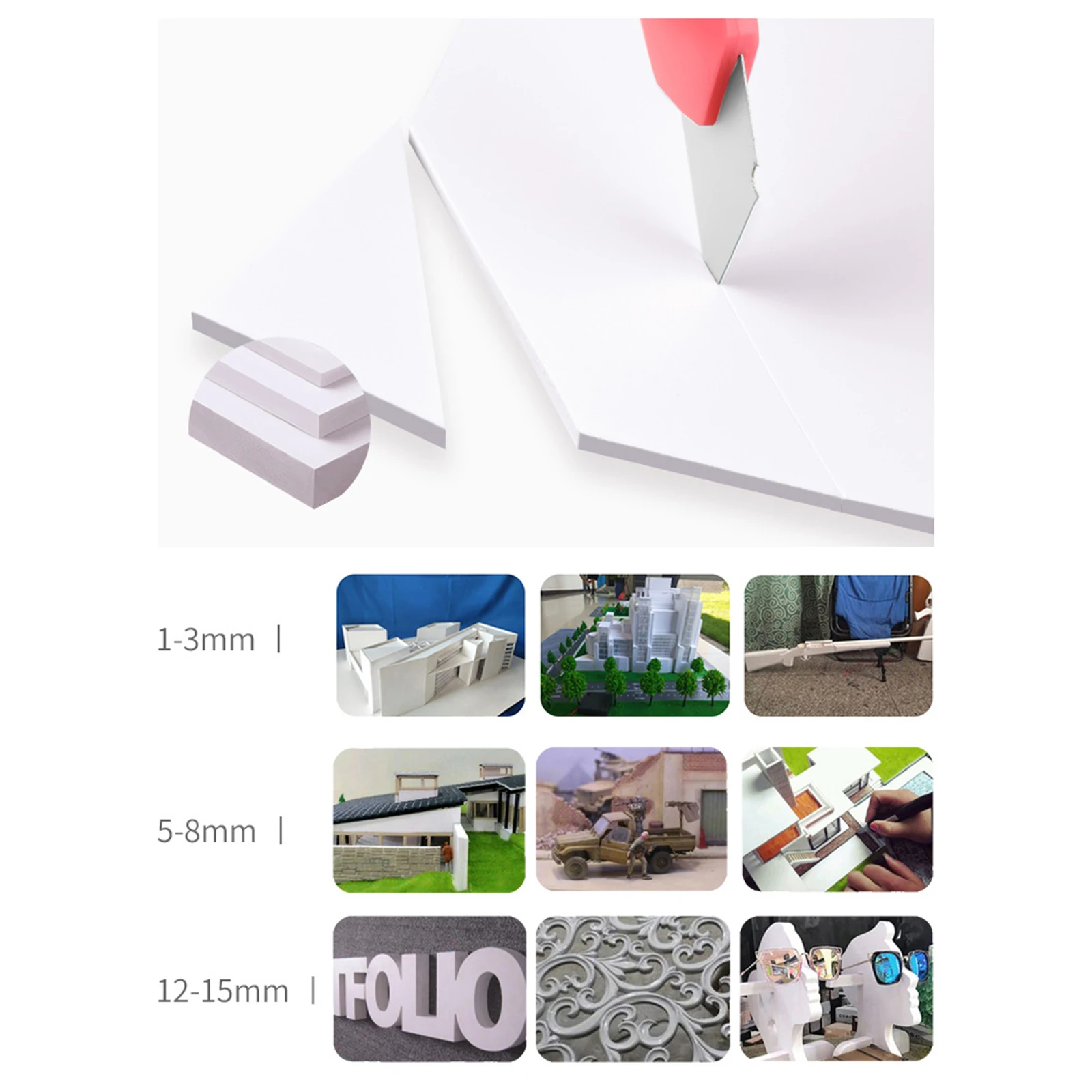 5Pcs Foam Plate Miniature Landscape Building Model Diorama Base PVC Square Boards Foam White Photo Framing Crafting Modeling