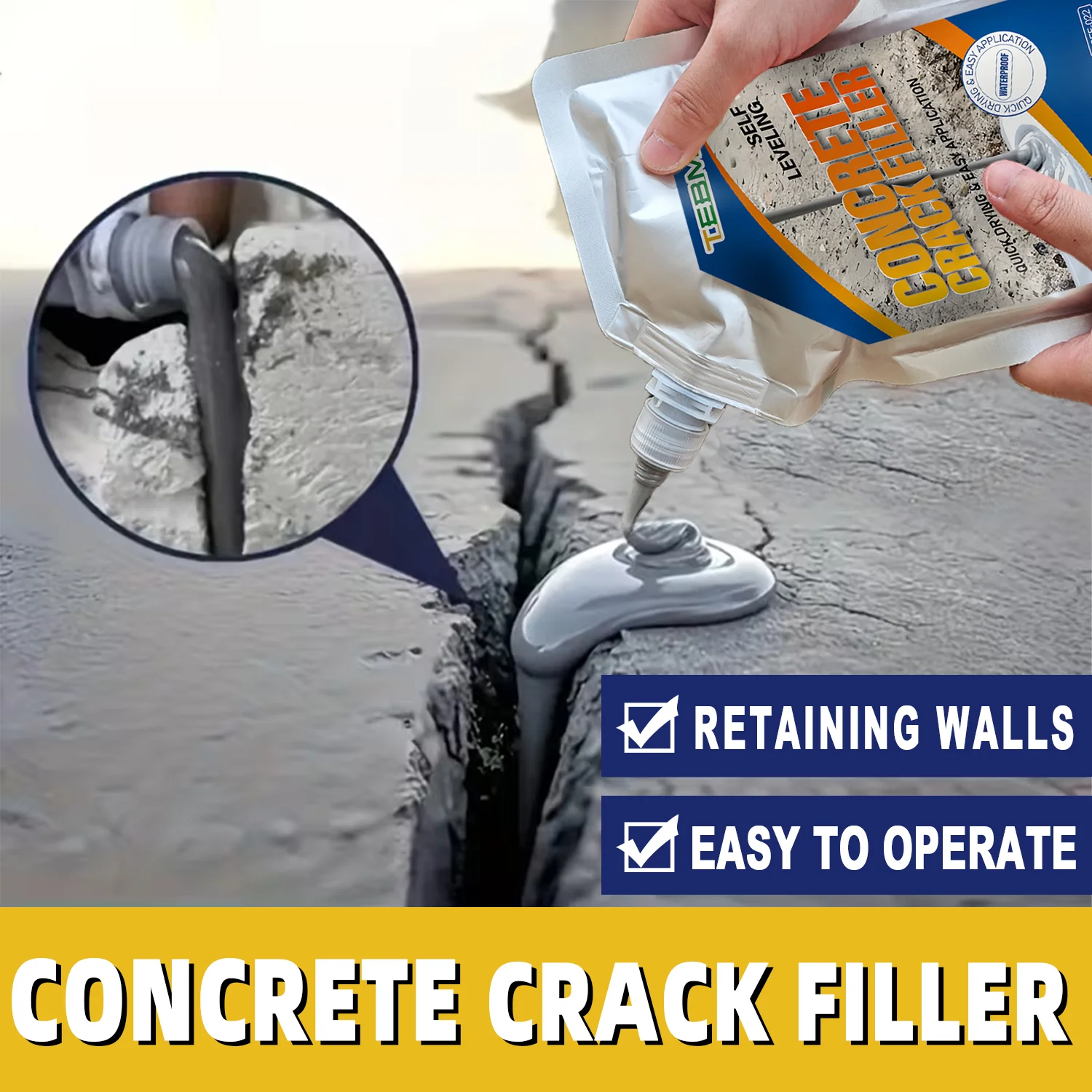 Concrete Crack Filler Self Leveling Cement Crack Filler, Slab Concrete Waterproof Repair Sealant for Outdoor Indoor Quick Drying