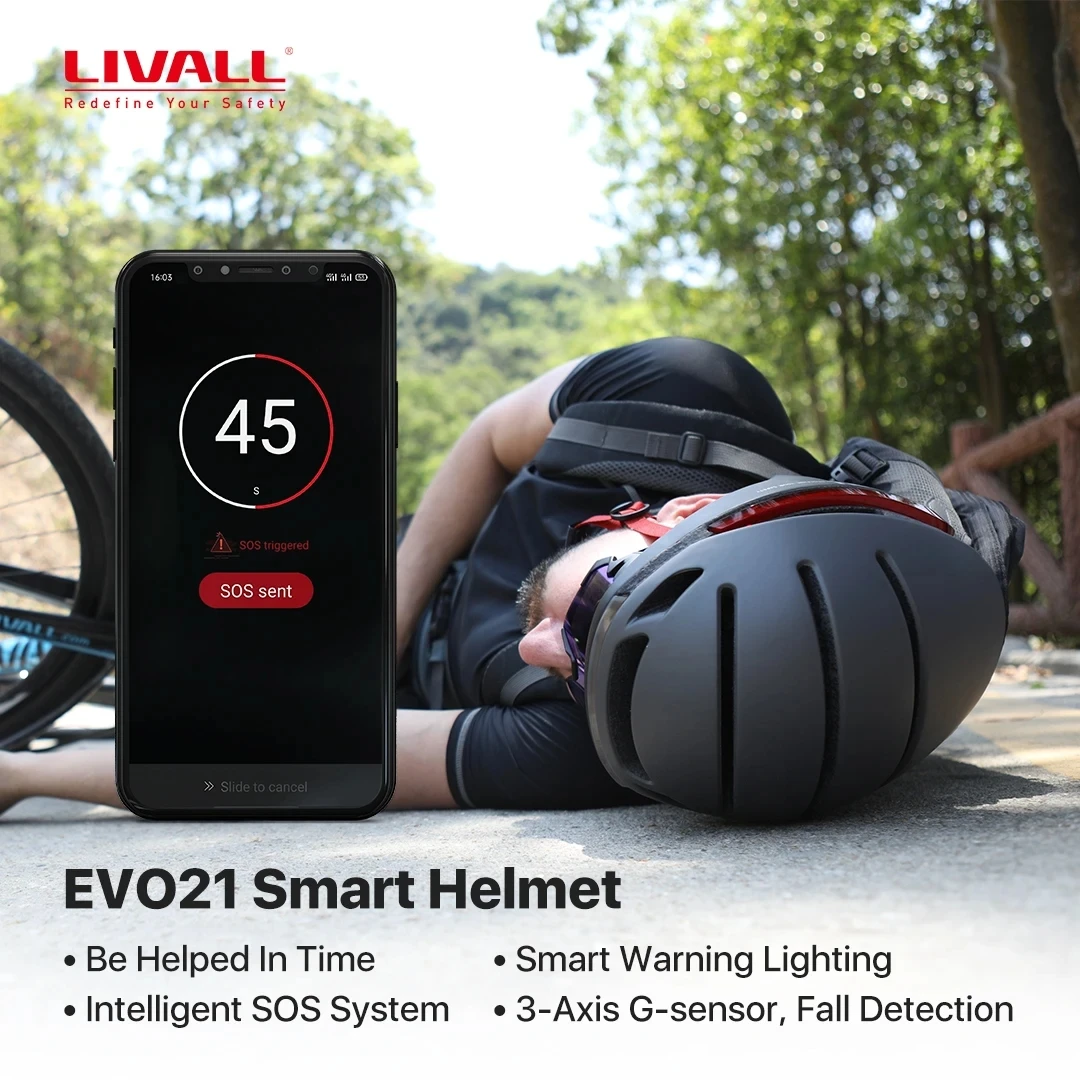 LIVALL EVO21 Smart MTB Bike Light Helmet for men women Bicycle Cycling Electric scooter Helmet With Auto SOS alert