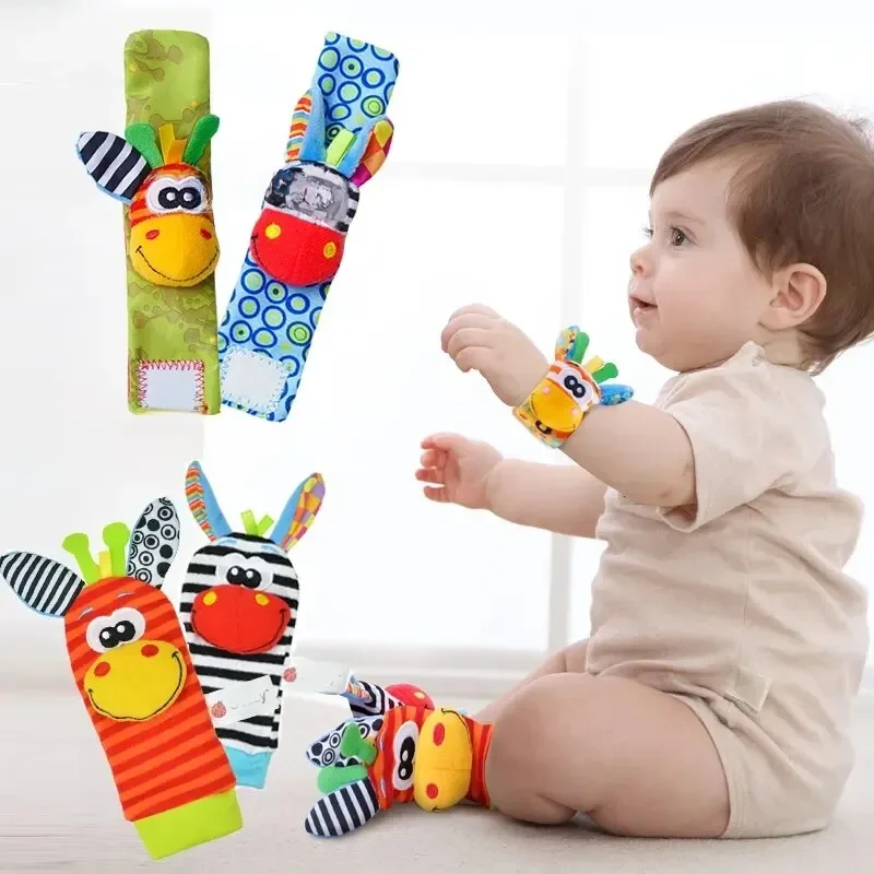 Hochets avec dragonne et chaussettes pour bébé de 0 à 12 mois, jouets pour tout-petits, motif animal, sucette