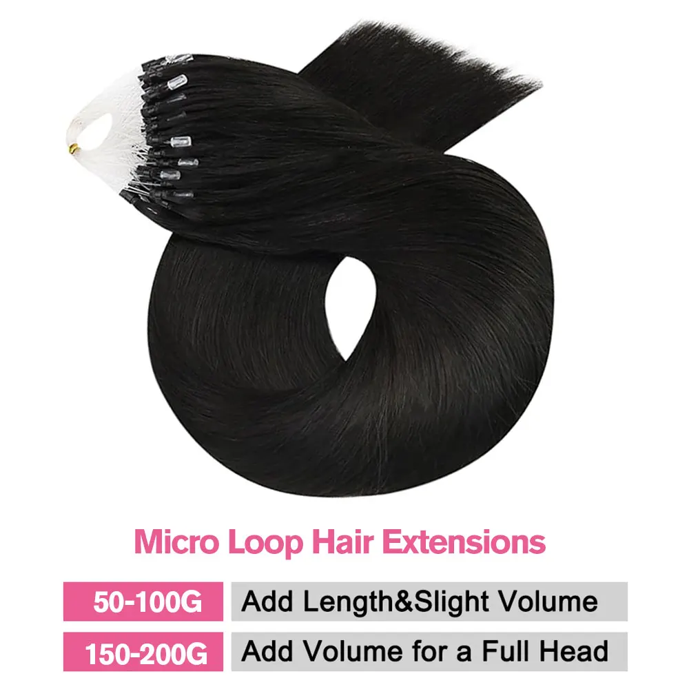 Micro Loop Hair Extensions Human Hair 22 Inch 50g/Pack Real Remy Human Hair Natural Black Micro Beads European Hair Extensions