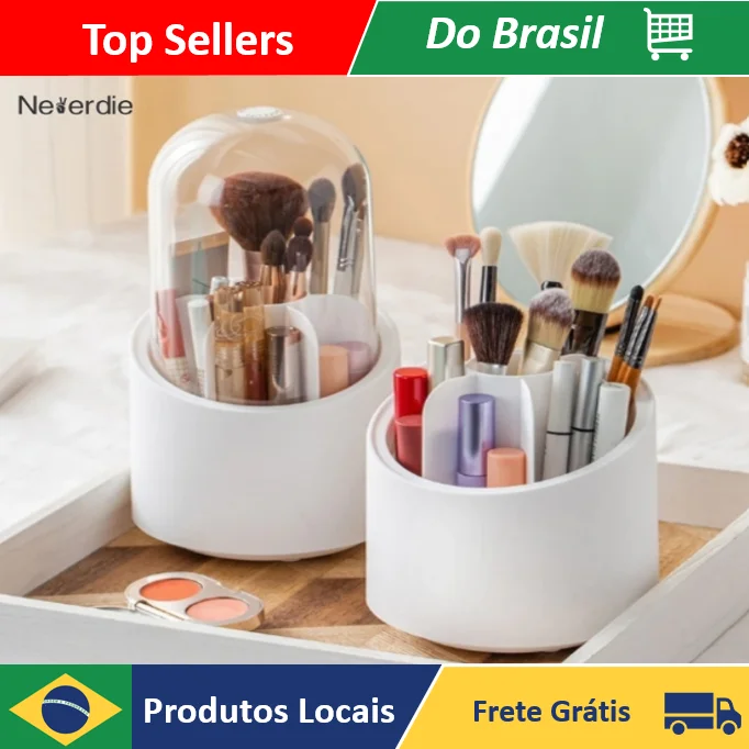 Rotação Organizador Portátil 360º De Mesa Cosmético Maquiagem Porta-escovas Batom Caixa Tubo Transparente - Neverdie Store