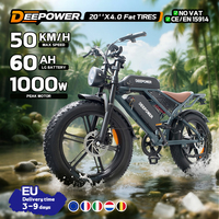 QS7 Electric cycle 1000W Powerful Motor 48V60AH li-ion Batteries Aldult Electric Bike 20 * In Fat fire Snow e-Bike EU Stock