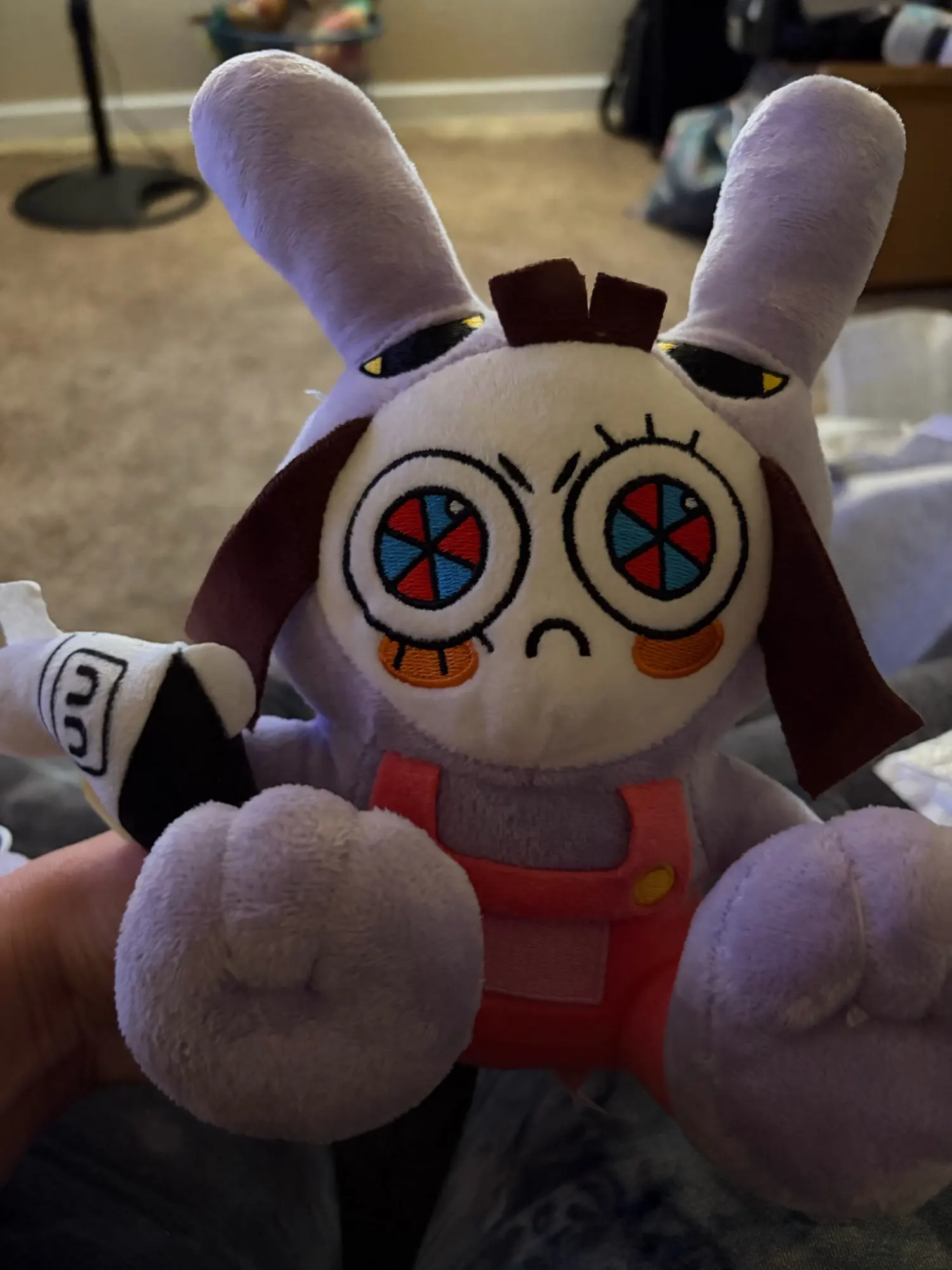 25CM Funny Maid Jax Plush Rabbit Doll Holding Gun Soft Stuffed Animal Amazing Digital Doll Circus Cartoon Toy For Kids Gift photo review
