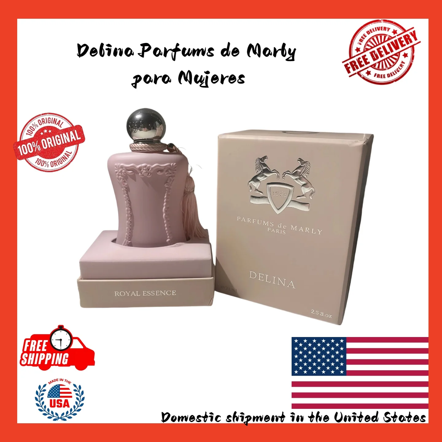 Parfums de Marly Delina Eau de Parfum 75ml Nuevo Original Sellado Fragancia de lujo árabe de larga duración, adecuada para uso diario