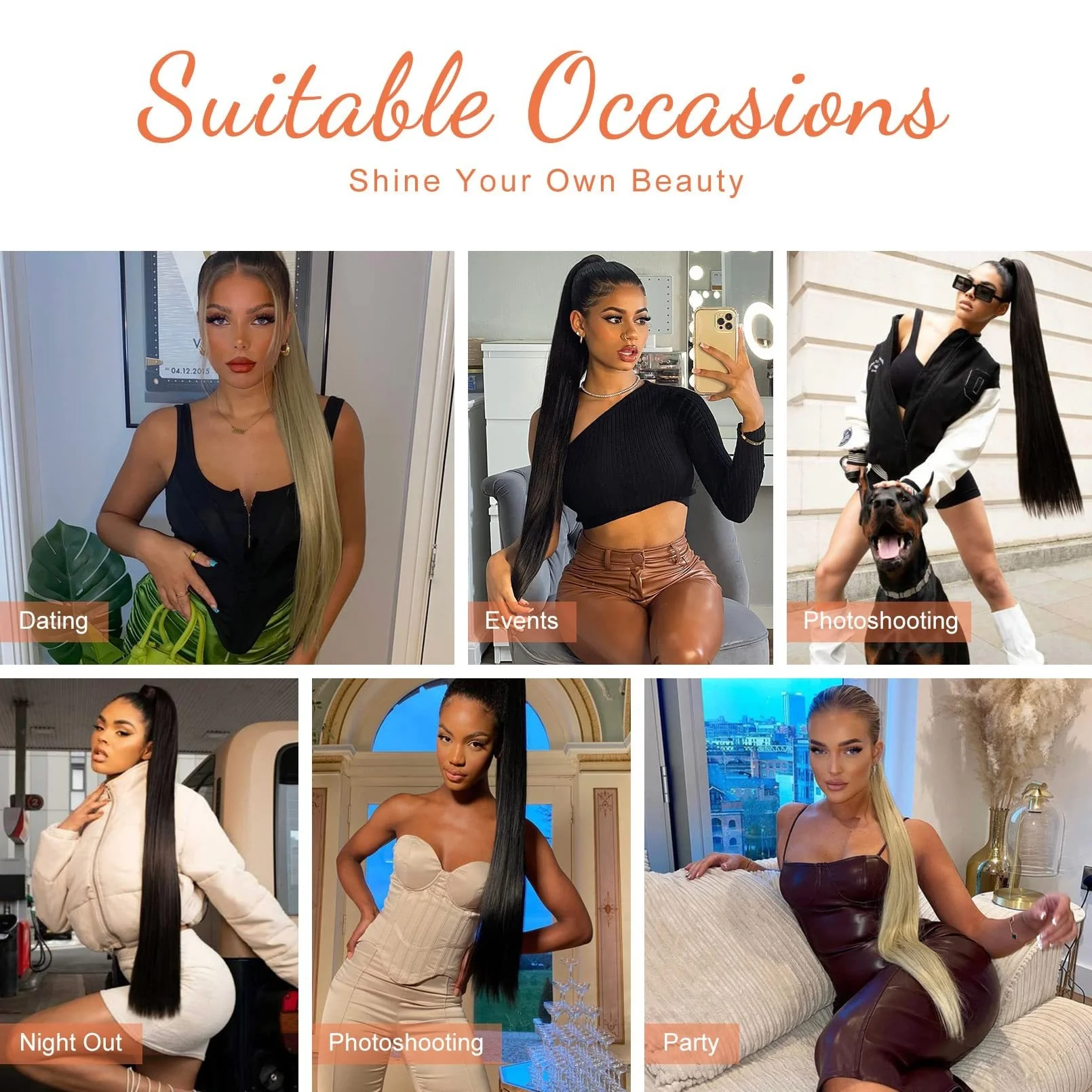 스트레이트 드로스트링 포니테일 브라질리언 버진 인모 헤어 익스텐션 스트레이트 인모 내추럴 블랙 컬러 헤어 포니테일