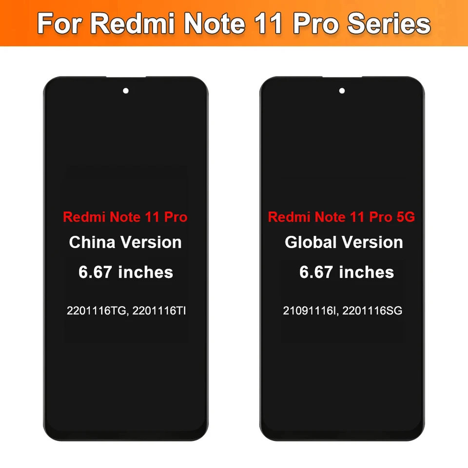 Tela Super AMOLED para Xiaomi Redmi Note 11 Pro 5G, Display LCD
