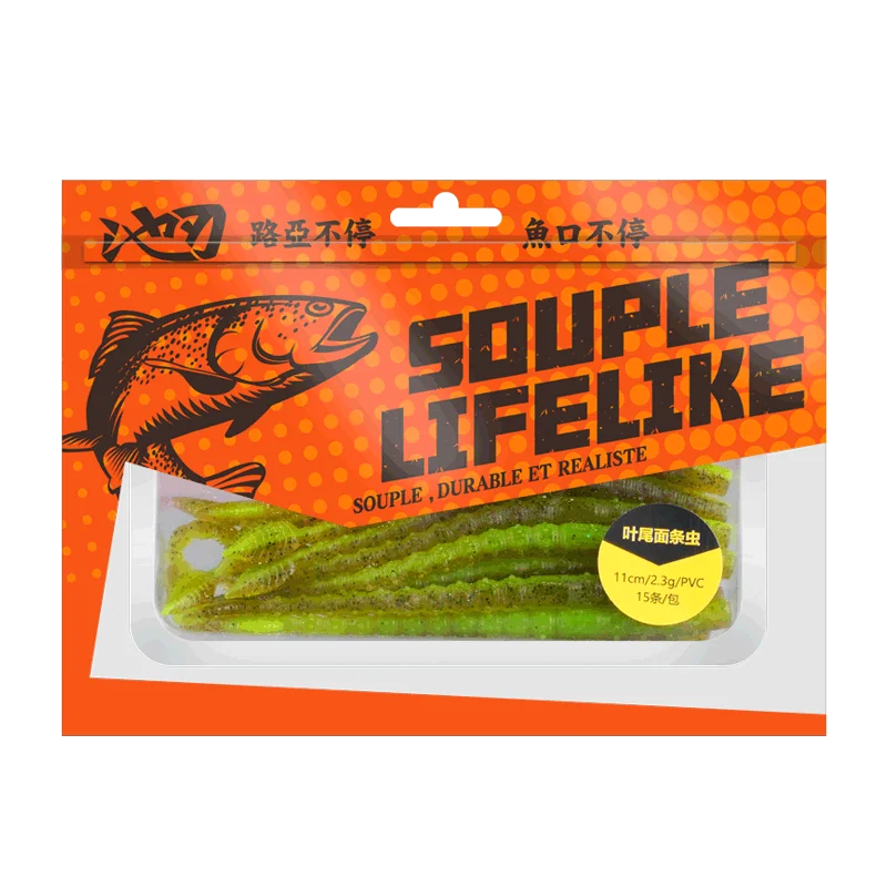 LINNHUE 15pcs/Pack Floating Fishing Soft Baits 110mm Sequin Worm Silicone Swimbaits Lures Pesca Bass Carp Fishing Tackle Bait