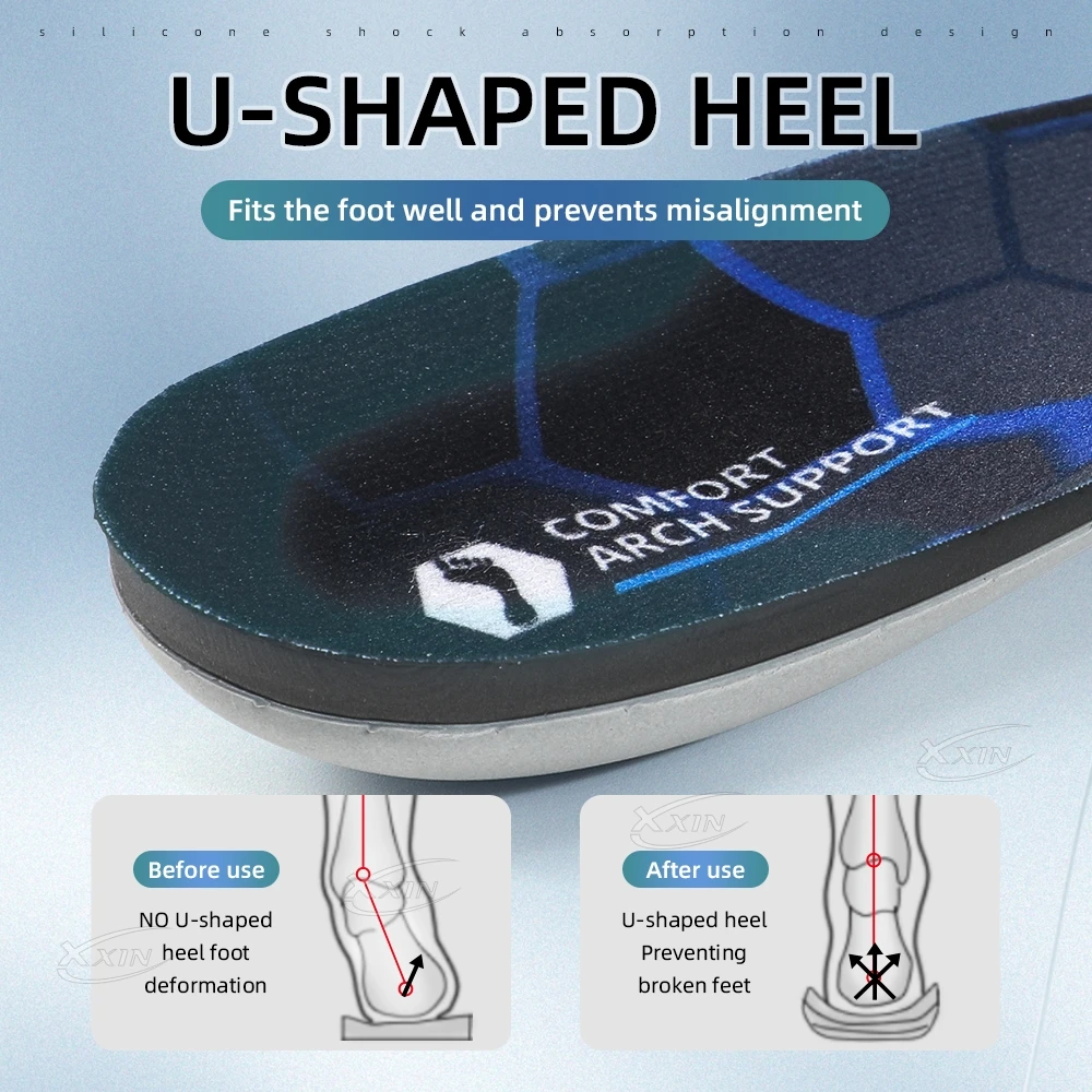 【Xxin】Arch Support Insoles Lightweight EVA Sports Shoe Insole Men Women Running Elastic Insoles size 35-45