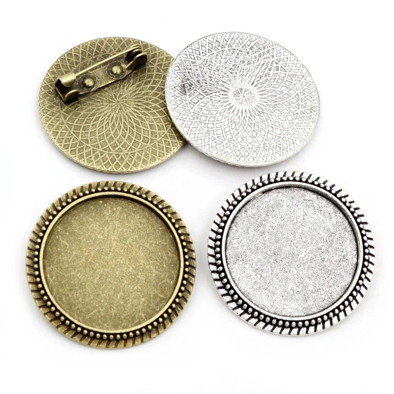 Nowe mody 5 sztuk/partia 25mm wewnętrzna rozmiar Retro serii antyczne posrebrzane i brąz broszka barokowy styl Cabochon baza ustawienie — zdjęcie 2