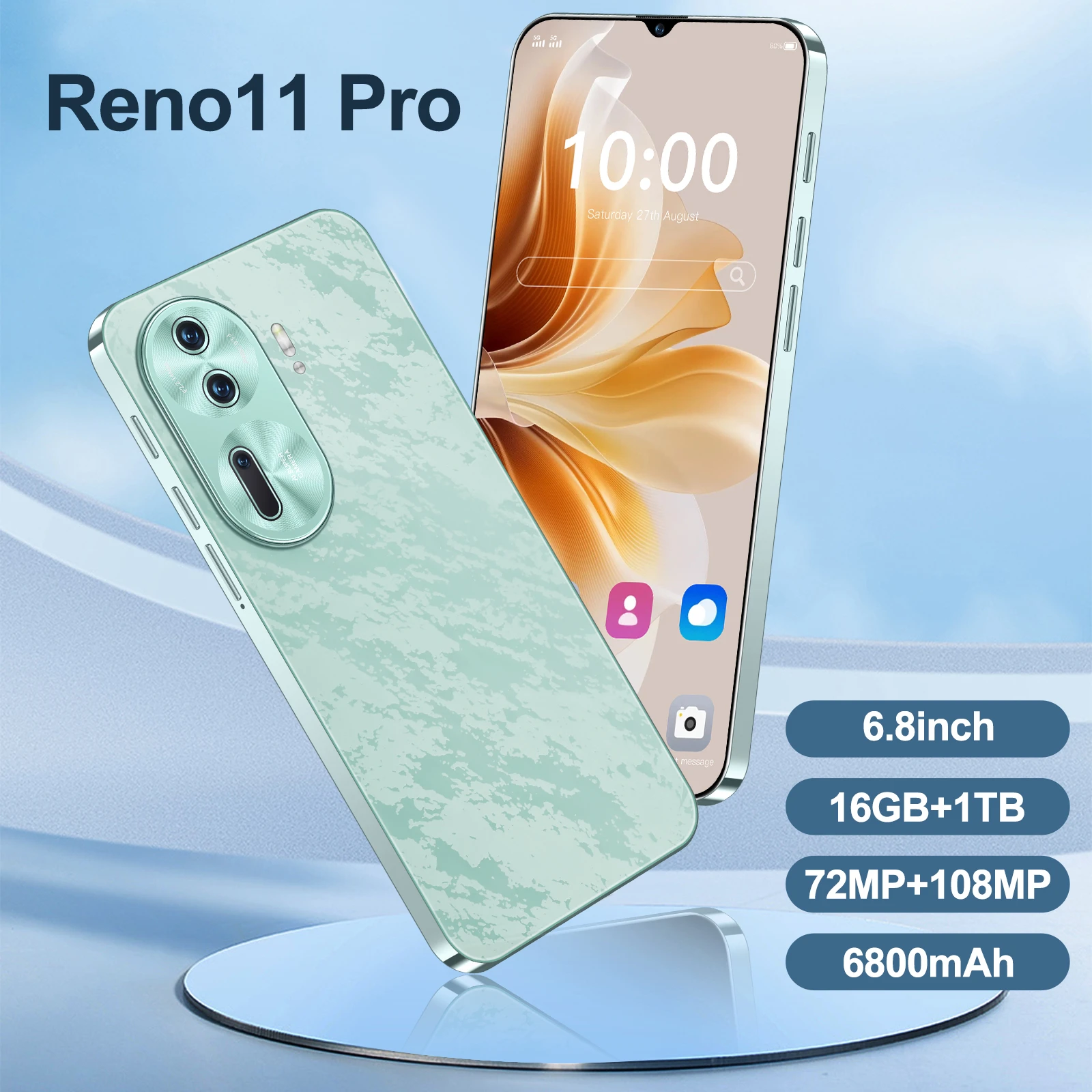 

2025 Reno11 Pro Smartphone 6.8inch Full Screen 4G/5G Global Version Cell Phone 16TB+1TB 6800mAh Mobile Phones 108MP Celulares