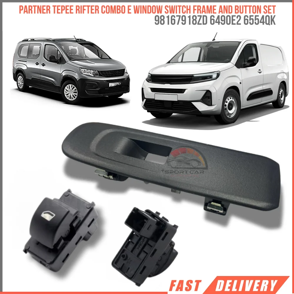 FOR PEUGEOT PARTNER Mk4 Tepee, RIFTER COMBO E Black Window Switch Frame and Button RIGHT LEFT OEM: 98167918ZD 98208815ZD 6490 E2