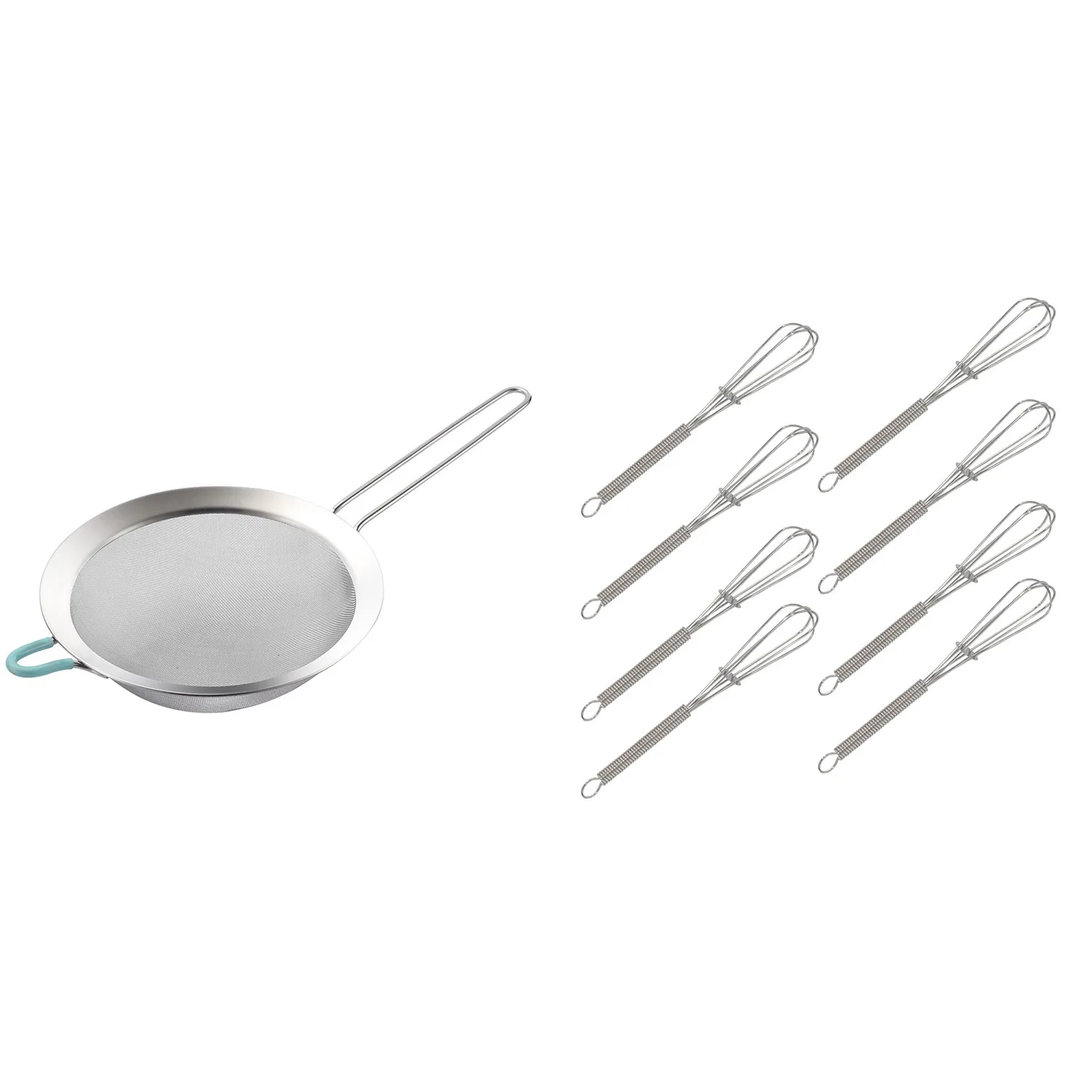 Kitchen Utensils,Strainer & Small Whisk,Mini Whisk, Kitchen Utensils Colander-Skimmer With Handle, Sieve Sifters