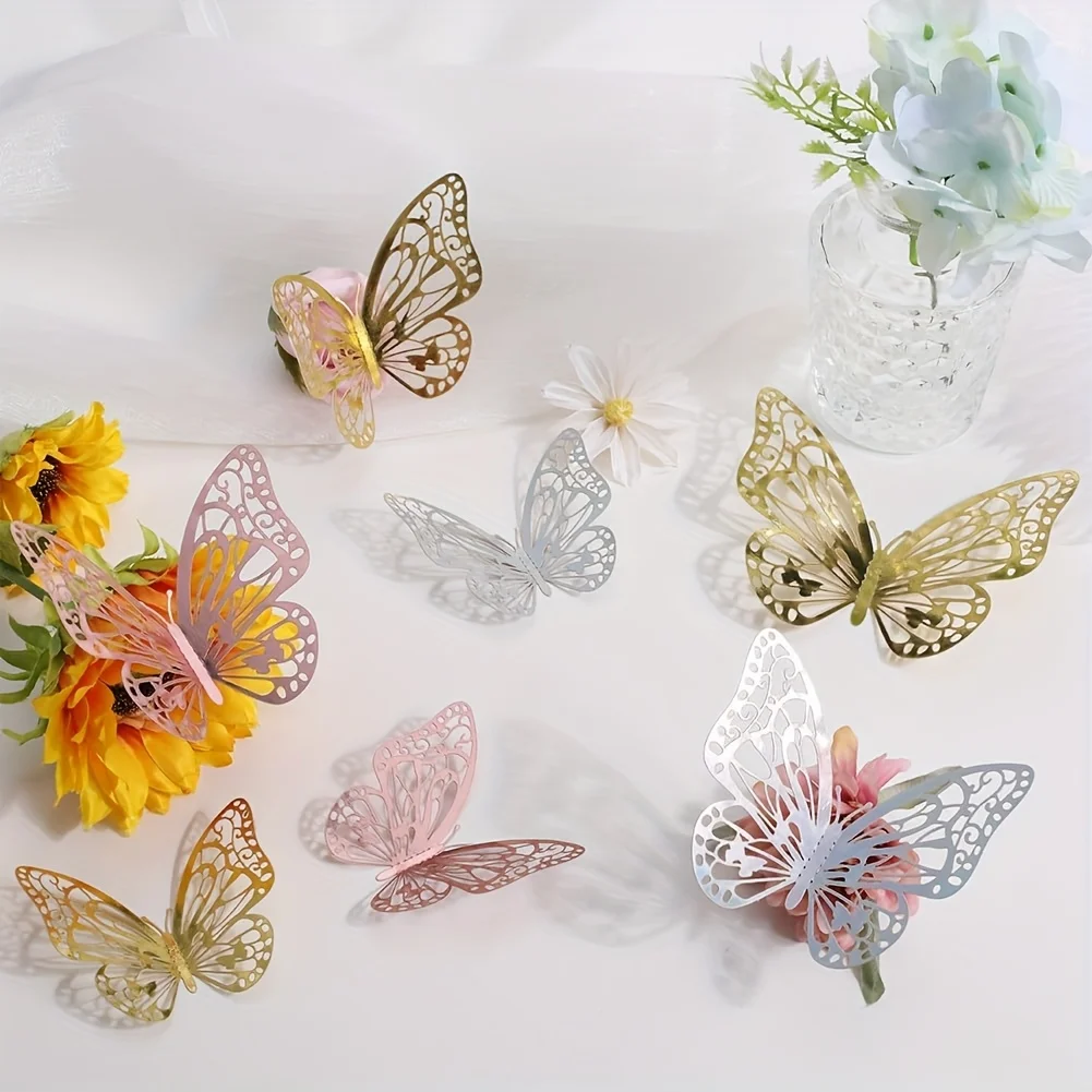 12 pieces of 3D three-dimensional butterfly decorative stickers, realistic butterfly stickers, suitable for home living room dec