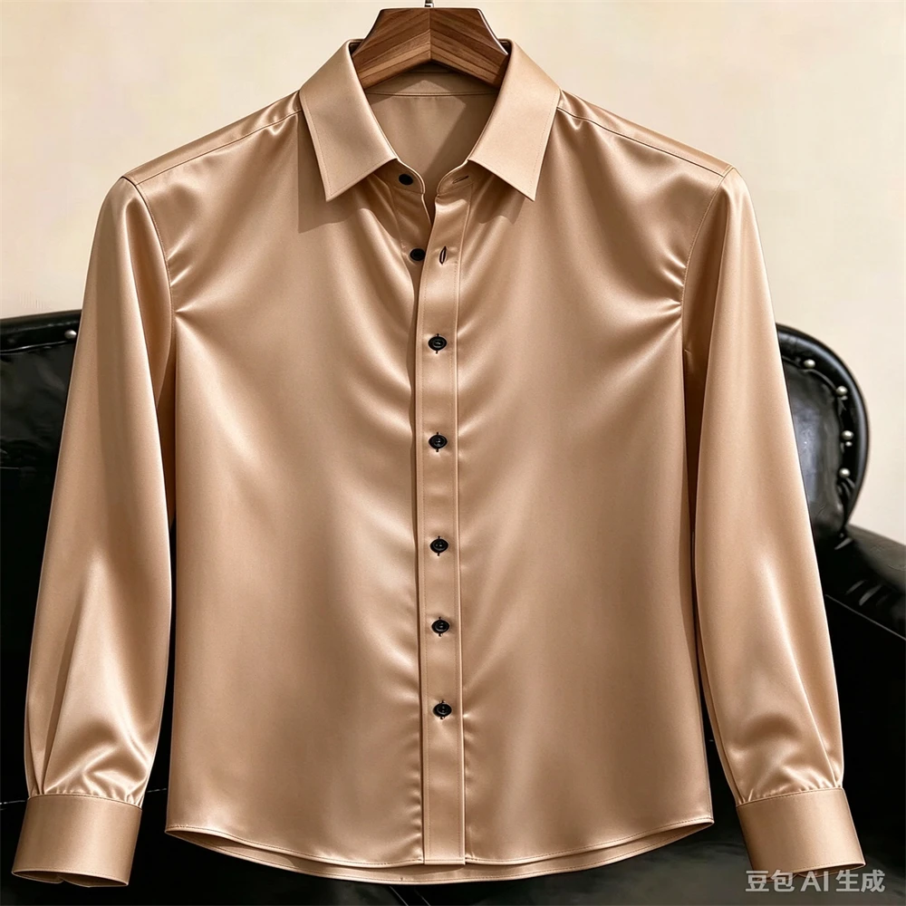 Kemeja Satin Pria Terbaru 2026 - Mens Satin Silk Dress Shirt ulasan dan harga