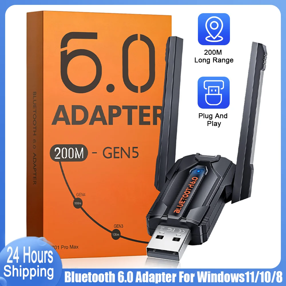 

Elecpow 656FT/200M Long Range USB Bluetooth 6.0 Adapter for Windows8/10/11 Desktop Keyboard Mouse Bluetooth Dongle Adaptador