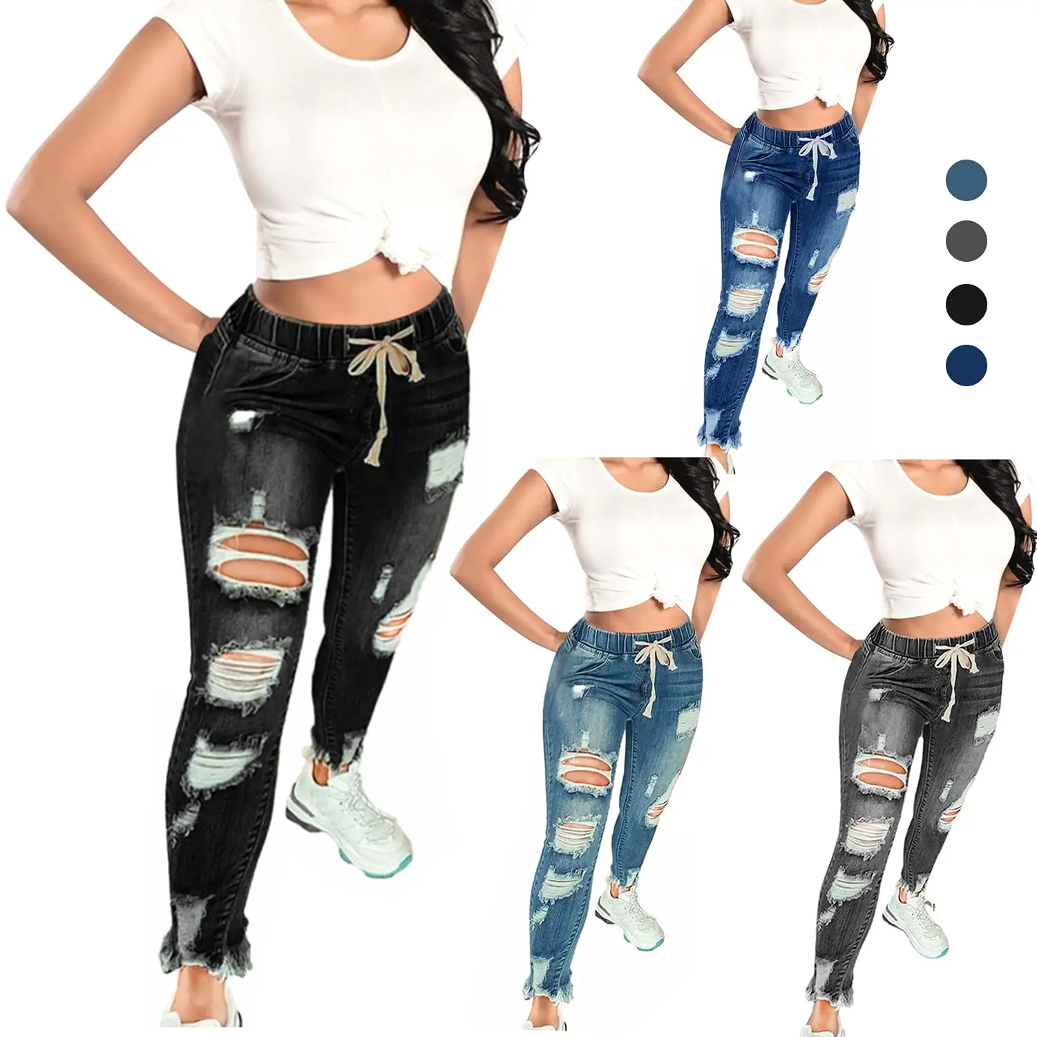 

Women Ripped High Waisted Classic Flared Pants