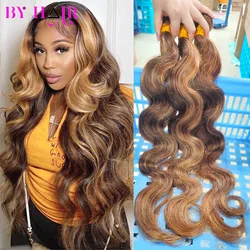 P4/27 Highlight Body Wave Bundles 100% Human Hair Bundles For Women Honey Blonde Colored Brazilian Remy Hair Weave Extensions