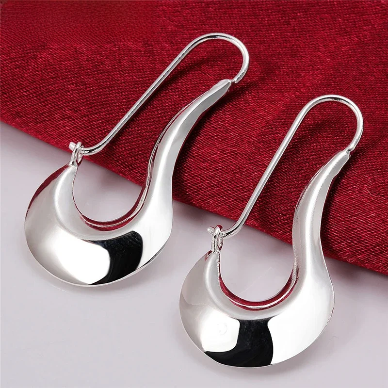 ALZIERO 925 Sterling Silver Curved Hook Drop Earrings Dla kobiet Biżuteria damska Moda Urok Ślub Zaręczyny Prezent na imprezę — zdjęcie 2