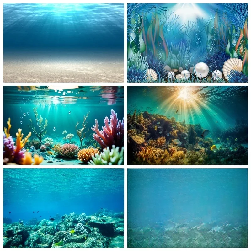 Tło Fotograficzne Podwodny Świat Dno Morza Dekoracja Ocean Ryby Koralowe Urodziny Dziecka Akwarium Rekwizyt do Studia Fotograficznego — zdjęcie produktu 7