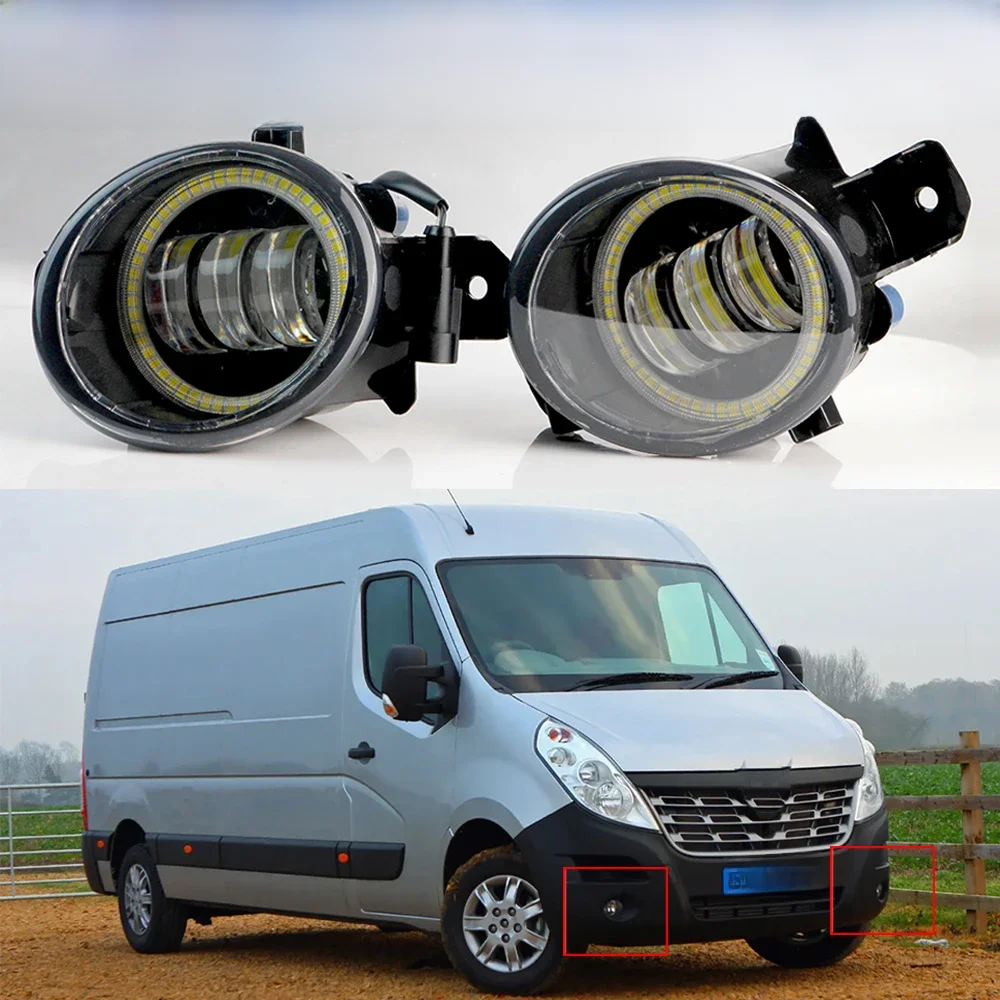 2 X ensemble de phares antibrouillard Angel Eye 30W, lentille LED pour pare-chocs avant de voiture, lampe diurne DRL 12V pour Renault Master 3/III 2011 – 2019