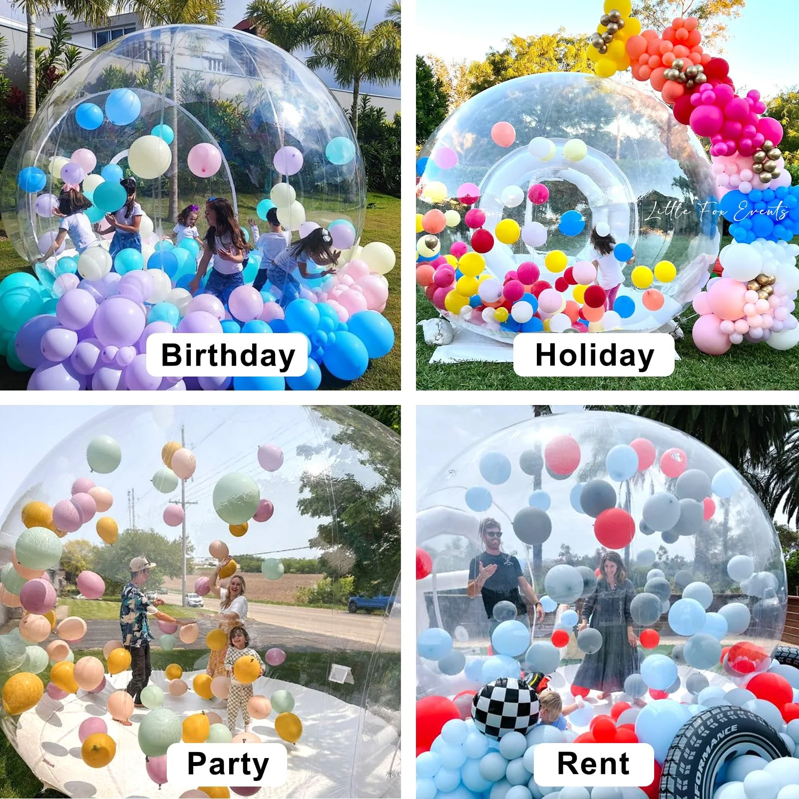 UK 10FT-3m Inflatable Clear Bubble House Camping Tent Commercial Grade PVC Balloon House with Blower&Pump For Kids Party Rental